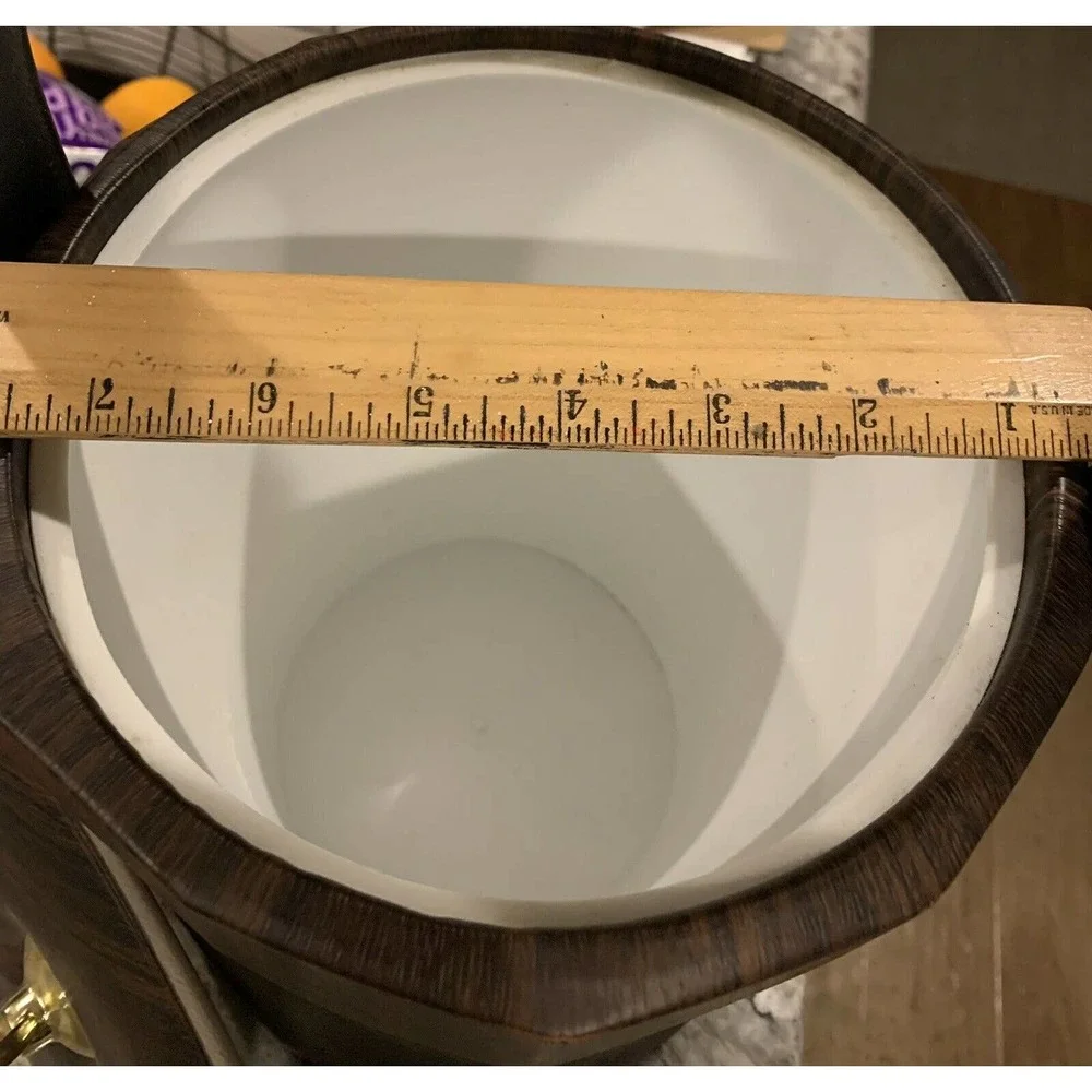 Vintage Retro Mid Century Modern Ice Bucket Vinyl Boho￼ Barware Decor